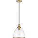 Vintage 1 Light 11 inch Natural Brass Pendant Ceiling Light