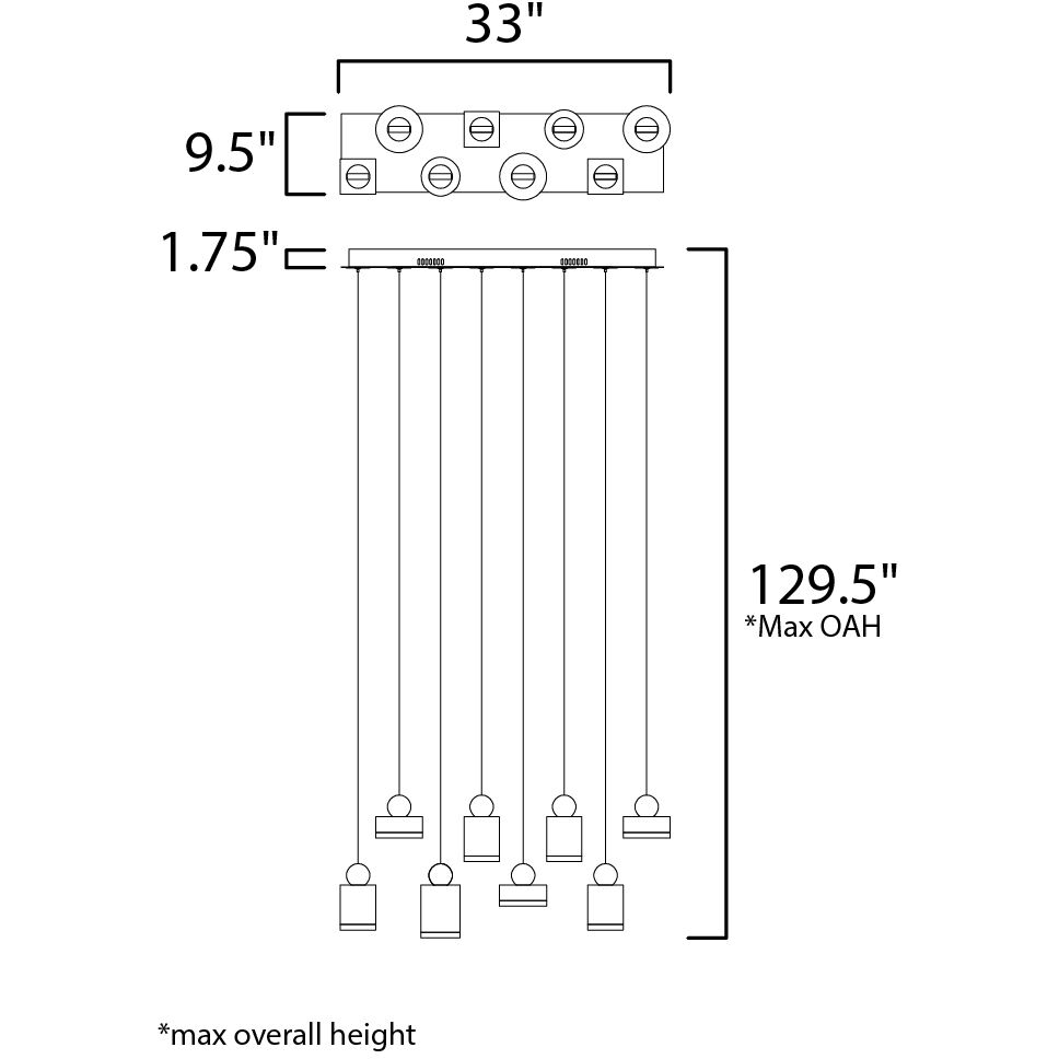 MOTHER2　アースバウンド　ライト　ネオン Nob LED 33 inch Black and Gold Linear Pendant Ceiling Light