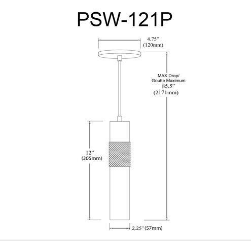 Passwell 1 Light 2.25 inch Matte Black Pendant Ceiling Light
