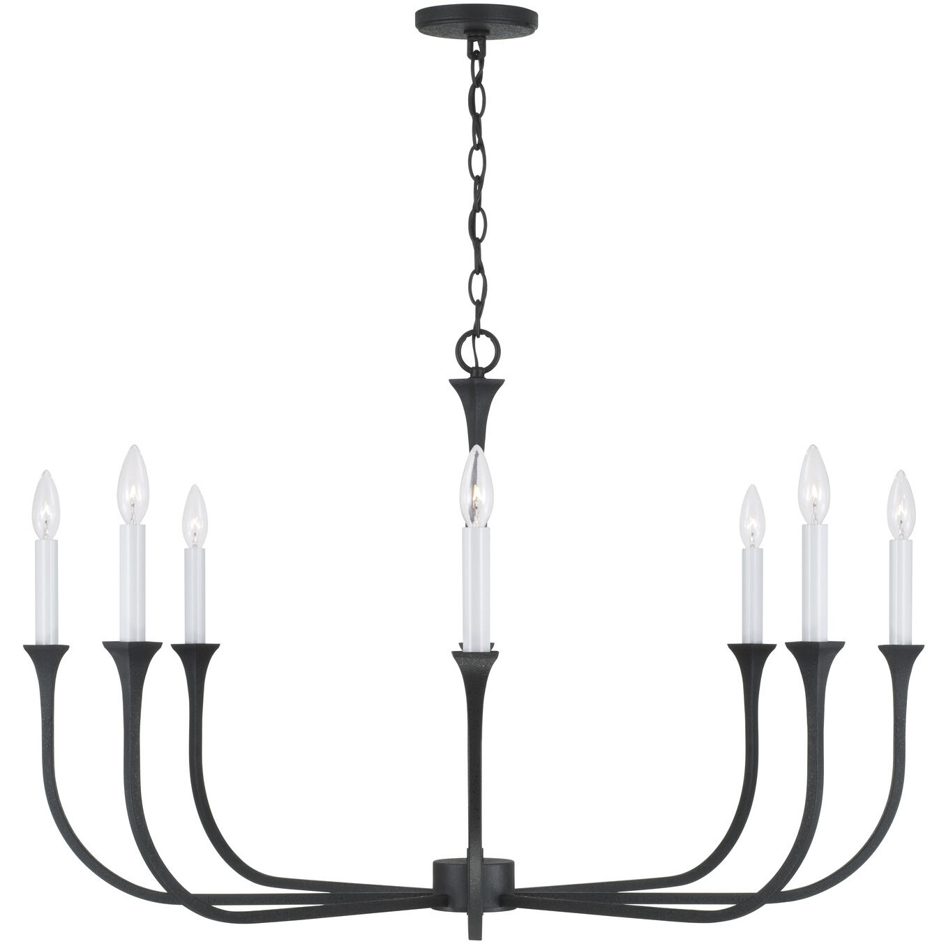 Decklan 8 Light 38 inch Black Iron Chandelier Ceiling Light
