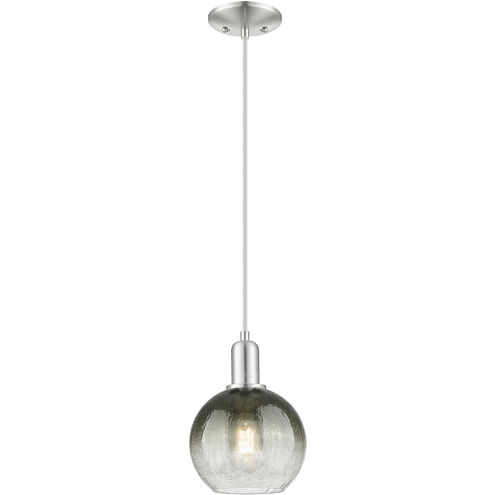 Downtown Urban Brookhaven Globe 1 Light 7.88 inch Brushed Satin Nickel Mini Pendant Ceiling Light in Slate Glass