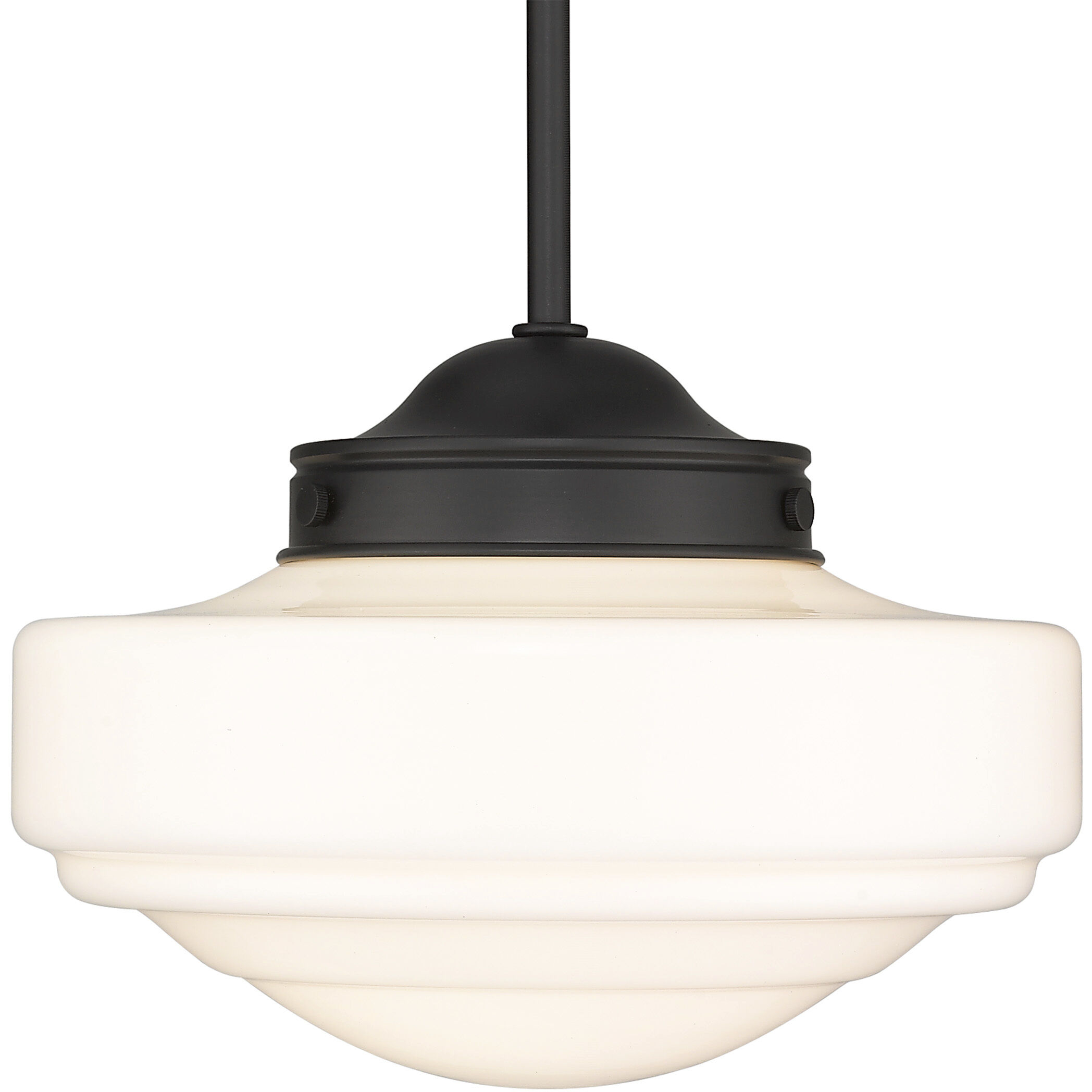 Ingalls 1 Light 12 inch Matte Black Pendant Ceiling Light in Vintage Milk Glass, Medium