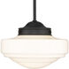 Ingalls 1 Light 12 inch Matte Black Pendant Ceiling Light in Vintage Milk Glass, Medium