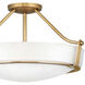 Hathaway 4 Light 20.75 inch Heritage Brass Indoor Semi-Flush Mount Ceiling Light in Etched White