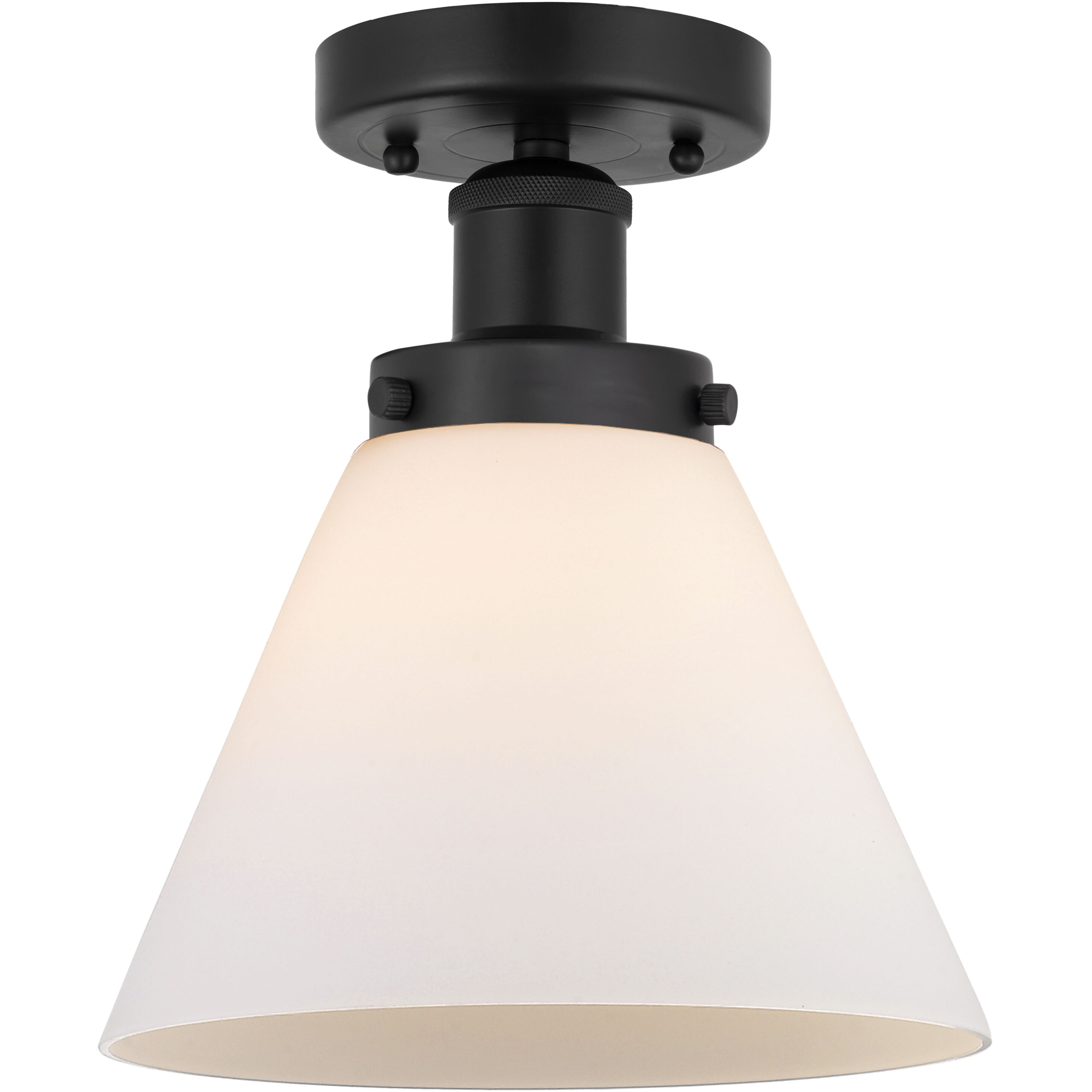 Cone 1 Light 7.75 inch Matte Black Semi-Flush Mount Ceiling Light
