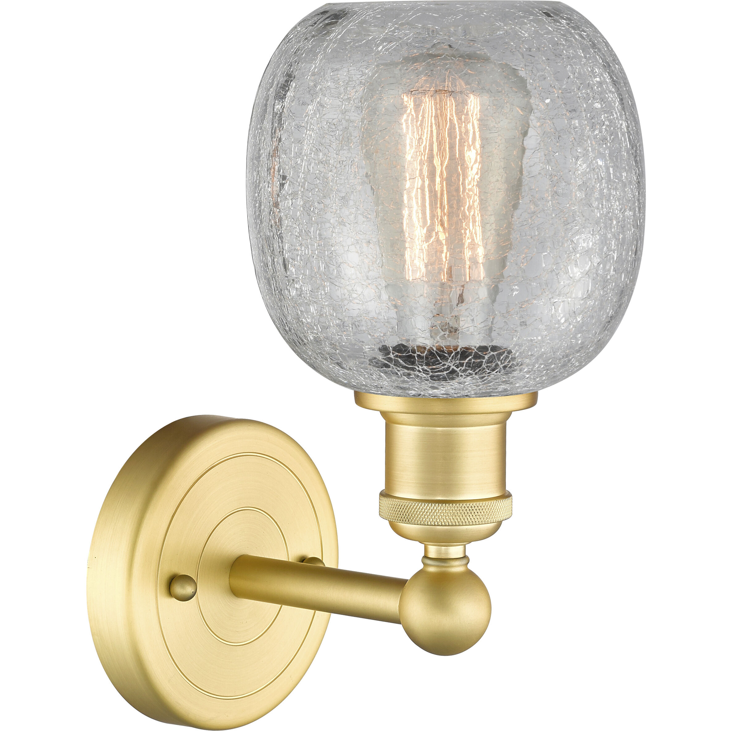 Belfast Sconce Wall Light in Satin Gold, Clear Crackle