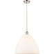 Ballston Dome 1 Light 16 inch Polished Nickel Pendant Ceiling Light in Matte White Glass