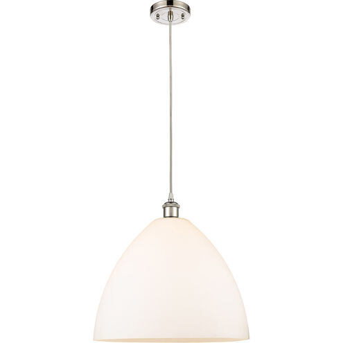 Ballston Dome 1 Light 16 inch Polished Nickel Pendant Ceiling Light in Matte White Glass