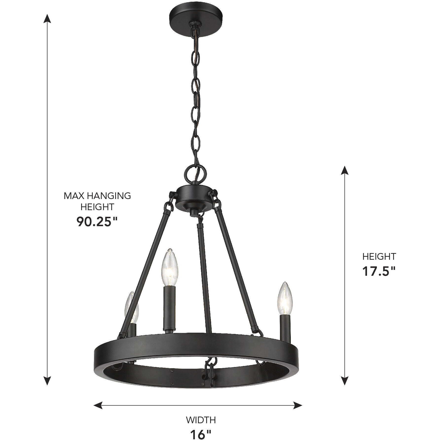 Alastair 16 inch 60.00 watt Matte Black Chandelier Ceiling Light