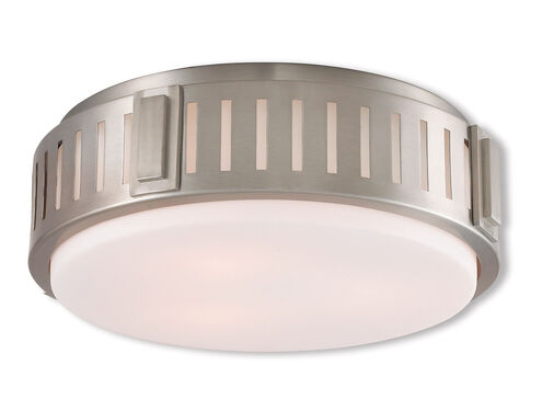 Portland 3 Light 15 inch Brushed Nickel Flush Mount Ceiling Light