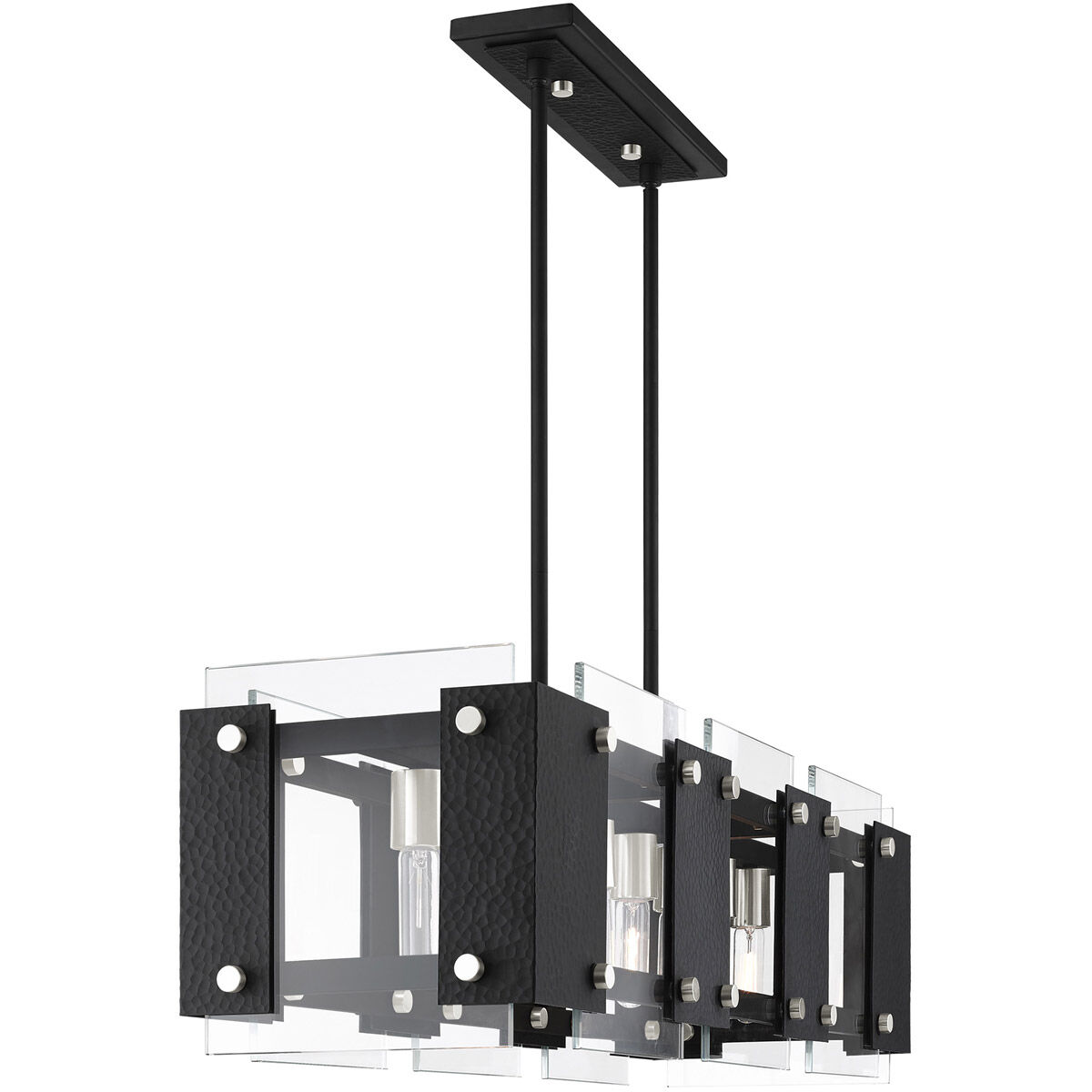 Barcelona 8 Light 44 inch Black with Brushed Nickel Accents Linear Chandelier Ceiling Light