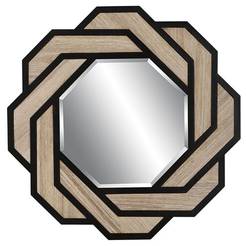 Continuity 36 X 36 inch Satin Black and Distressed Wood Mirror