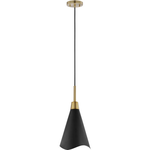 Tango 1 Light 15 inch Matte Black/Burnished Brass Pendant Ceiling Light