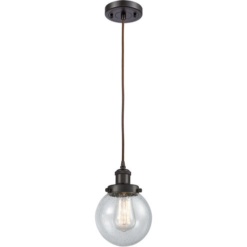 Ballston Beacon LED 6 inch Oil Rubbed Bronze Mini Pendant Ceiling Light in Seedy Glass, Ballston