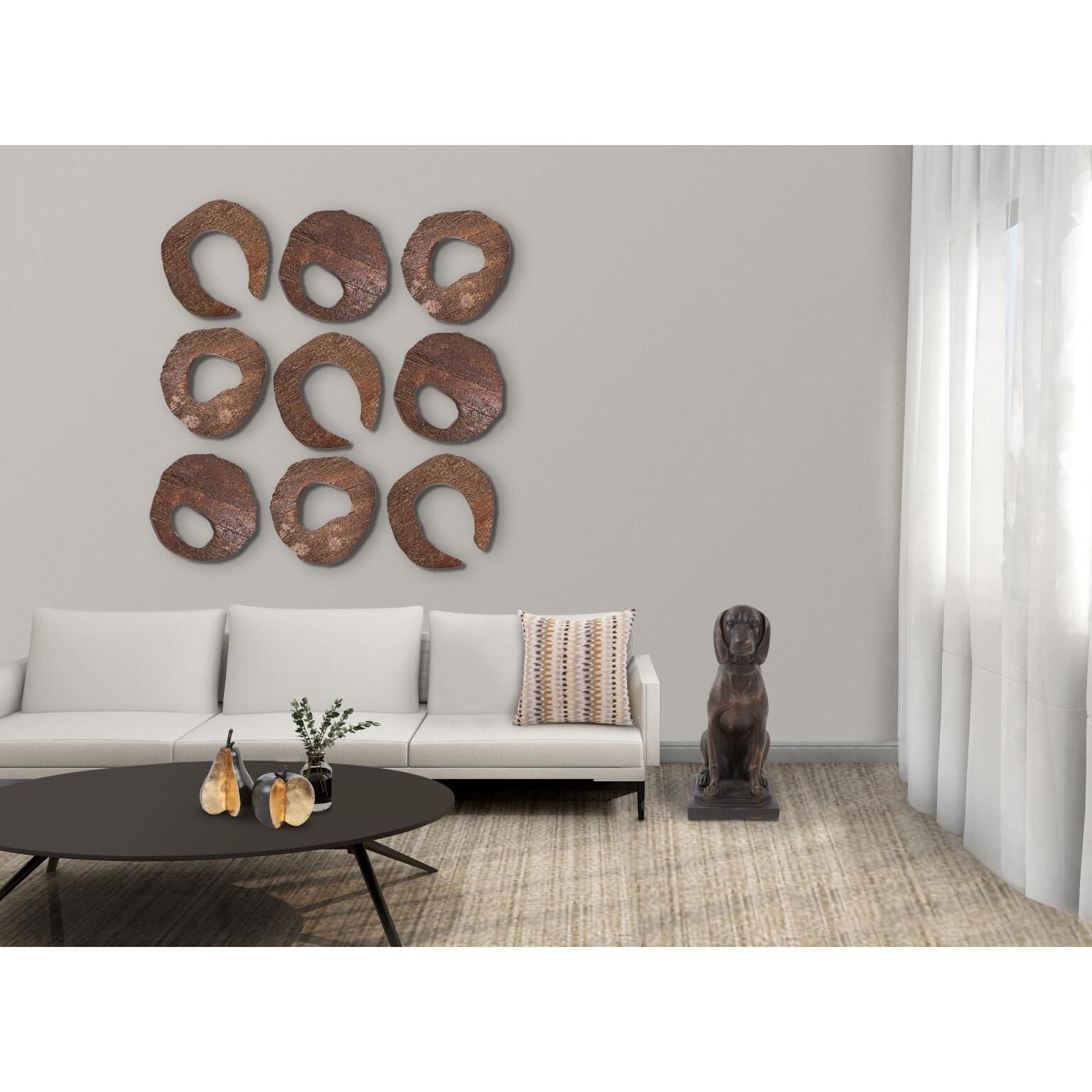 Carter Brown with Gold Flecks Wall Decor, Set of 9