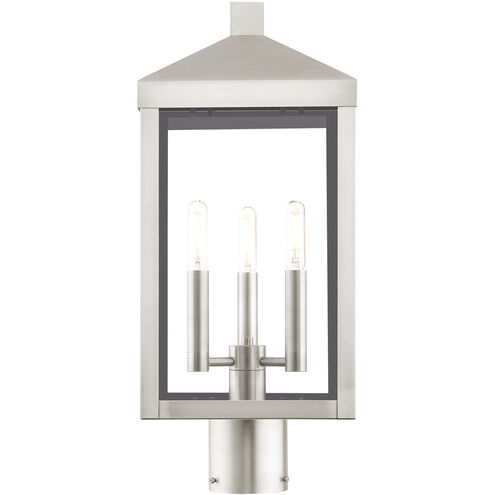 Nyack 3 Light 20 inch Brushed Nickel Outdoor Post Top Lantern