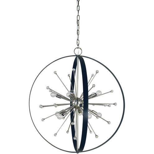 Nucleus 10 Light 34 inch Brushed Nickel with Matte Black Chandelier Ceiling Light