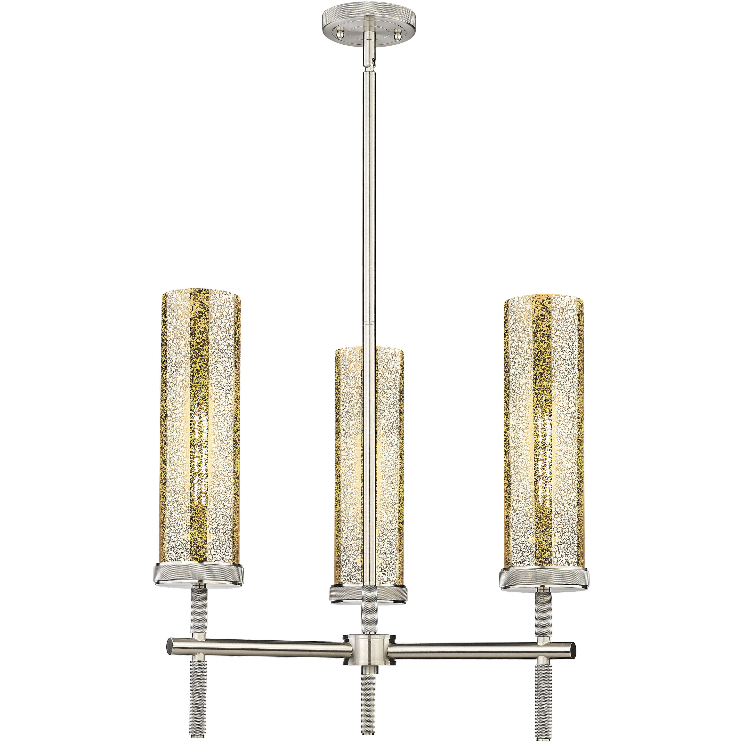 Lincoln 3 Light 21.25 inch Satin Nickel Pendant Ceiling Light in Mercury Glass