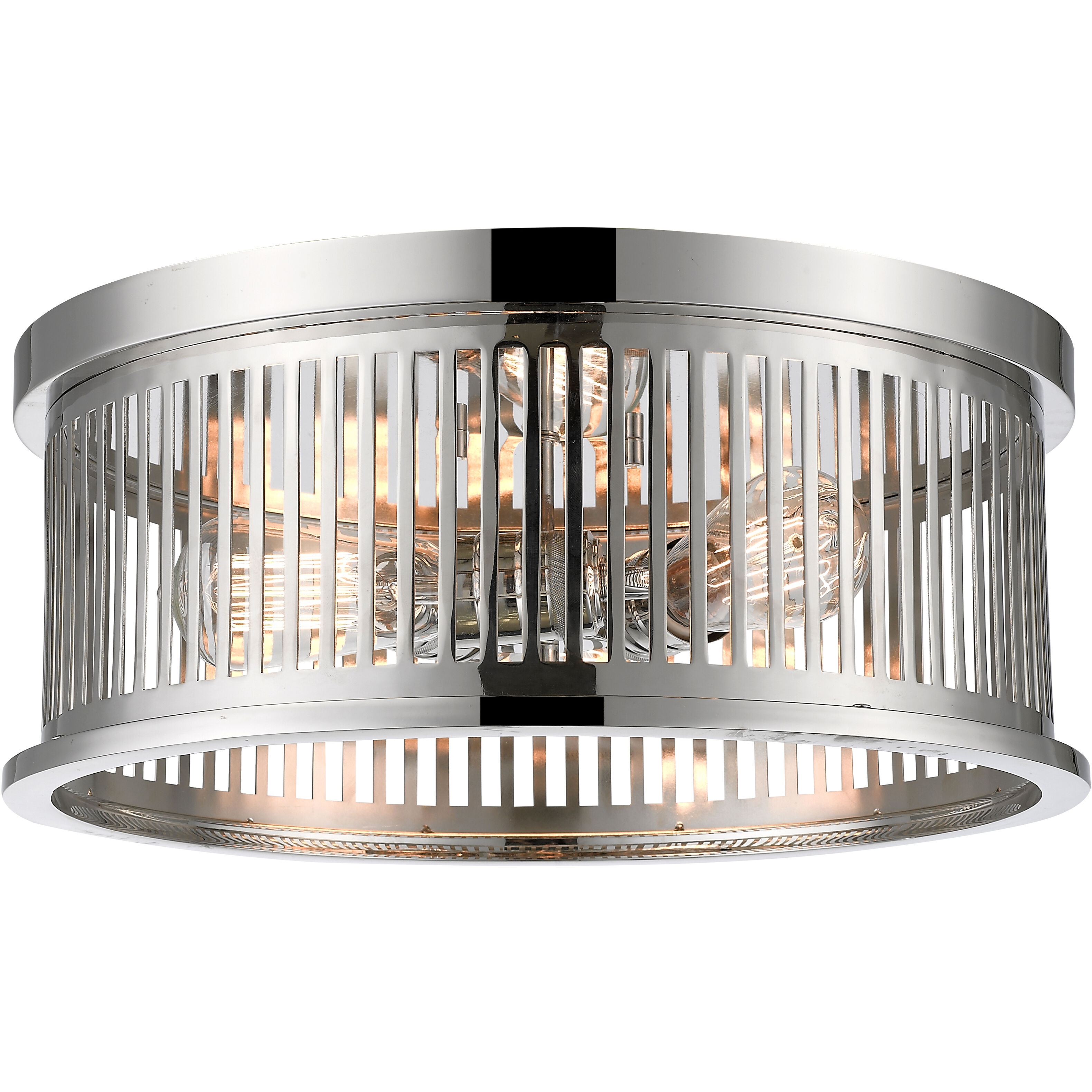 Camellia 3 Light 16 inch Polished Nickel Flush Mount Ceiling Light in Polished Nickel Steel