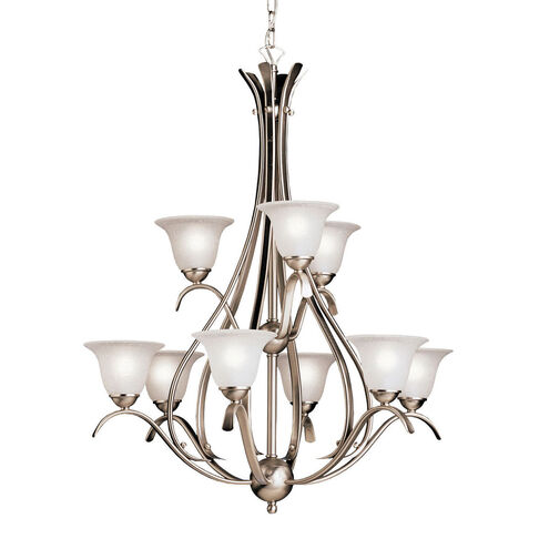 Dover 9 Light 28 inch Brushed Nickel Chandelier 2 Tier Ceiling Light