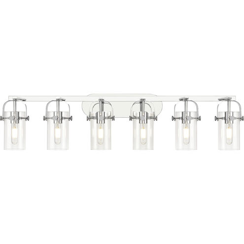 Pilaster II Cylinder 6 Light 43.88 inch Polished Chrome Bath Vanity Light Wall Light in Clear Glass