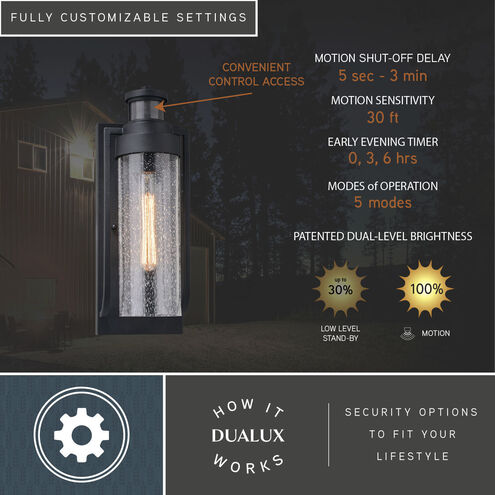 Lawton Textured Black Outdoor Motion Sensor