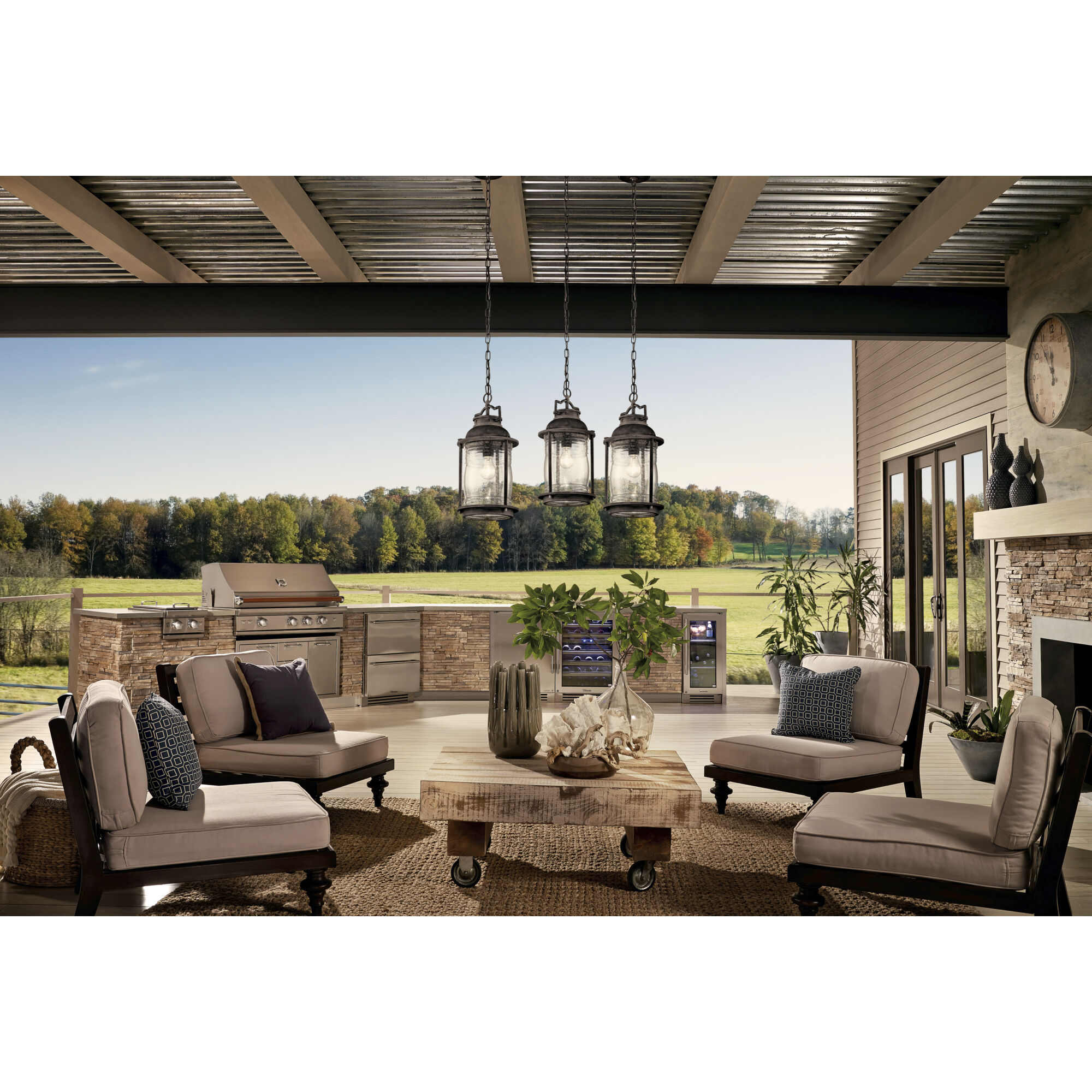 Ashland Bay 1 Light 9 inch Weathered Zinc Outdoor Hanging Pendant