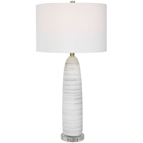 Levadia 32 inch 150.00 watt Matte White Glaze with Brushed Light Gray Table Lamp Portable Light