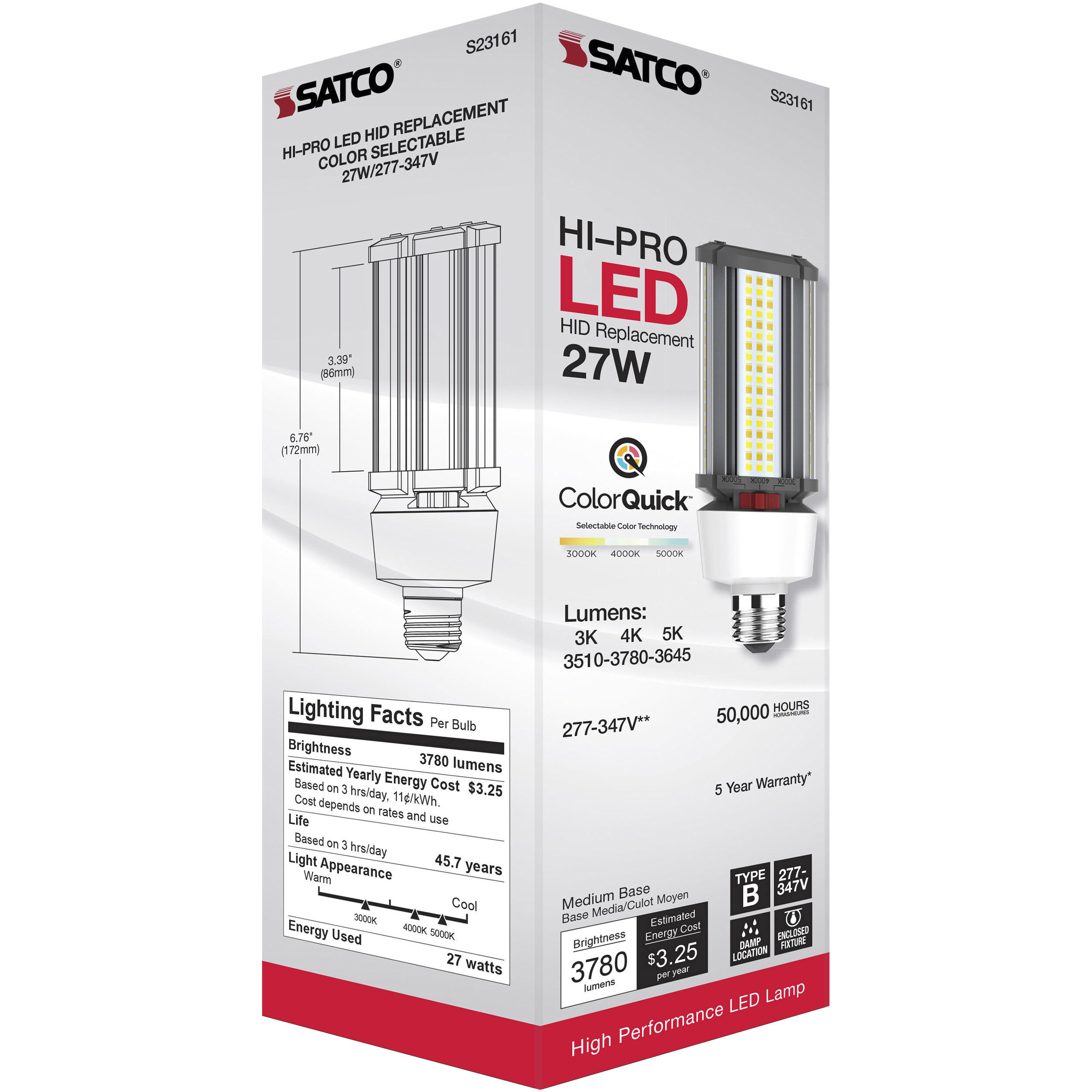 Lumos LED Medium 27 watt 277-347 3000K/4000K/5000K HID Replacements, HID Replacements