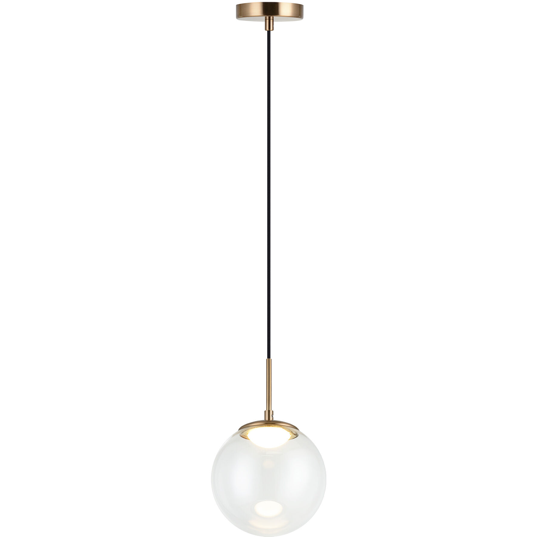 Boble LED 7.88 inch Aged Gold Brass Pendant Ceiling Light in Aged Gold Brass and Clear