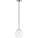 Boble LED 7.88 inch Aged Gold Brass Pendant Ceiling Light in Aged Gold Brass and Clear