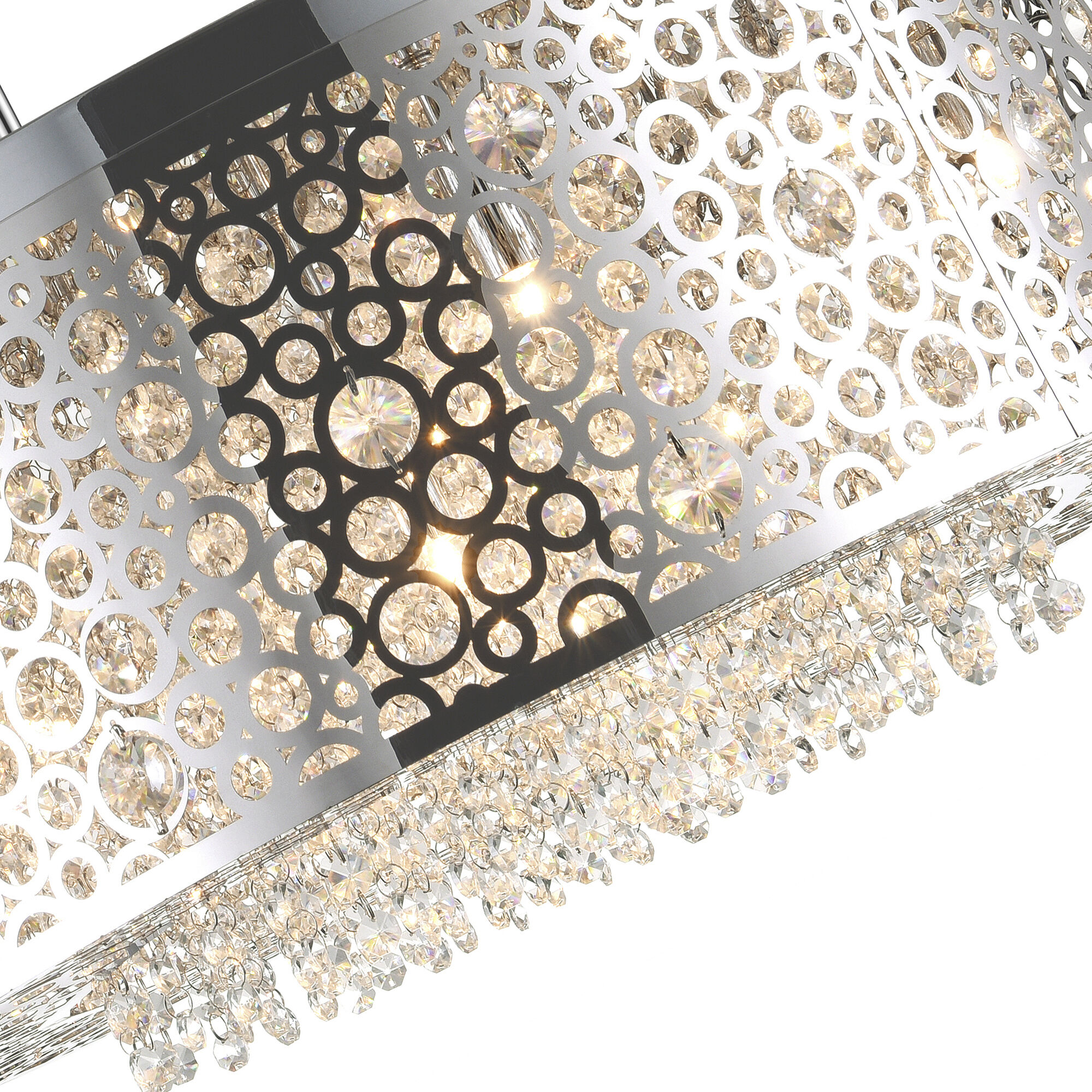 Bubbles 9 Light 24 inch Chrome Drum Shade Chandelier Ceiling Light