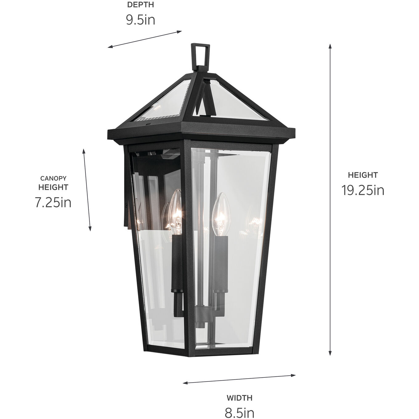 Regence 2 Light 19.25 inch Black Textured Outdoor Wall, Medium