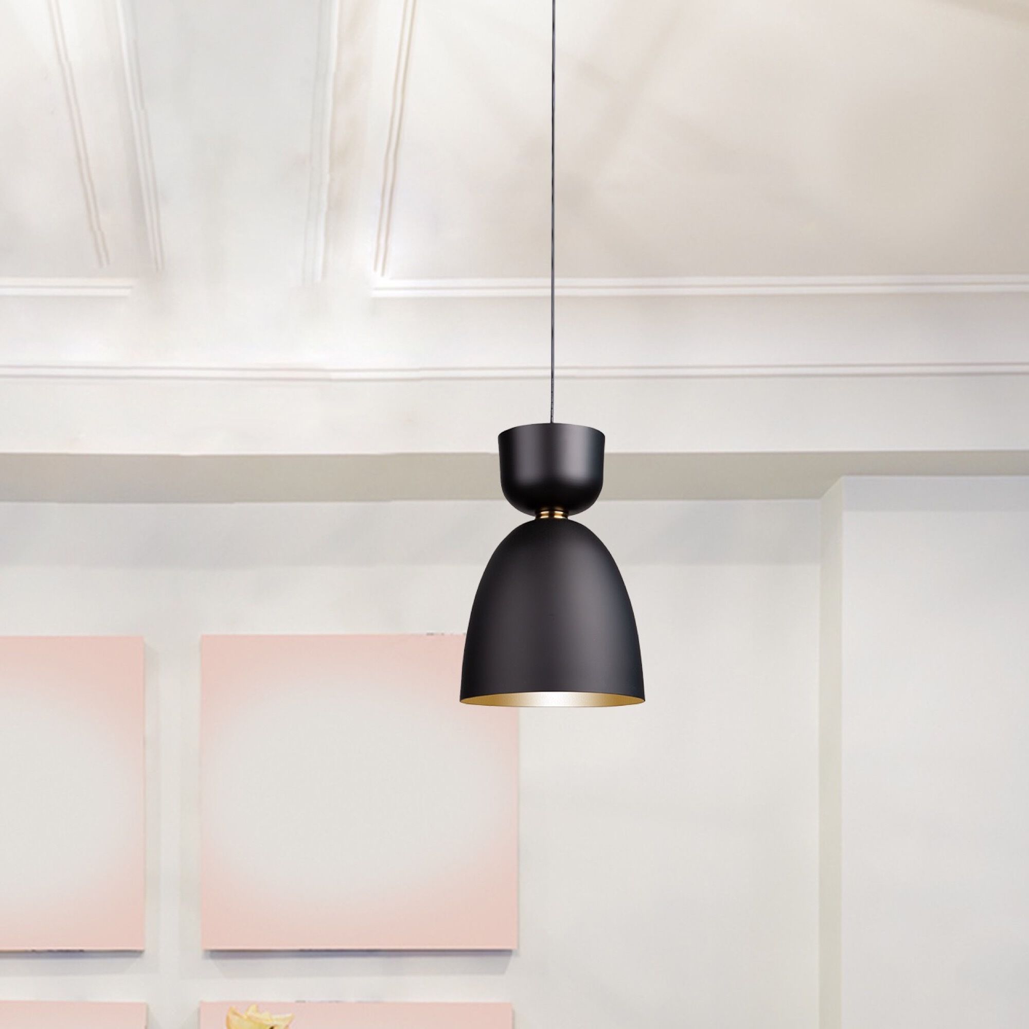 Tempo LED 9 inch Matte Black and Brass Pendant Ceiling Light