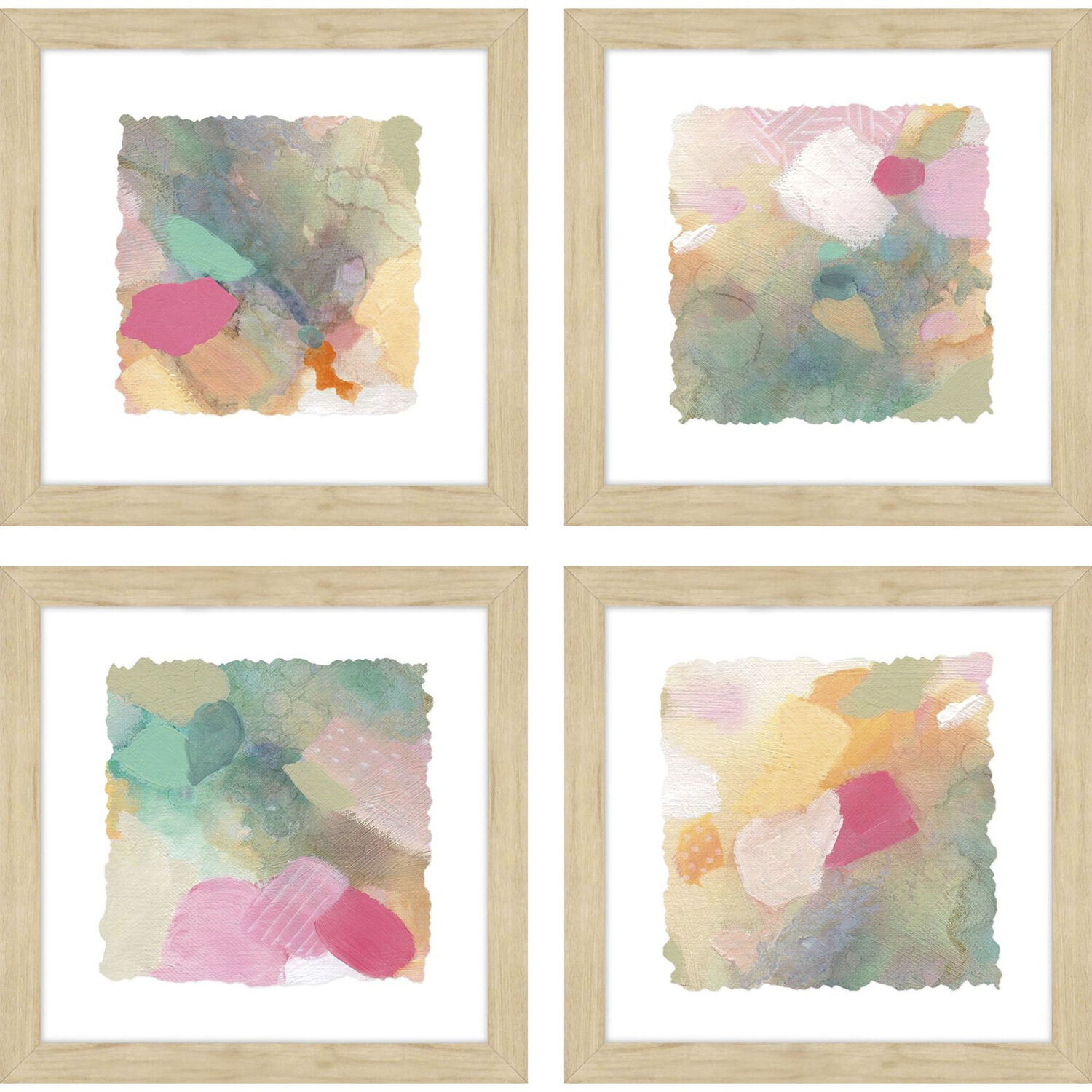 Seagrass Pastels Pink and Green and Teal Framed Art, Propac