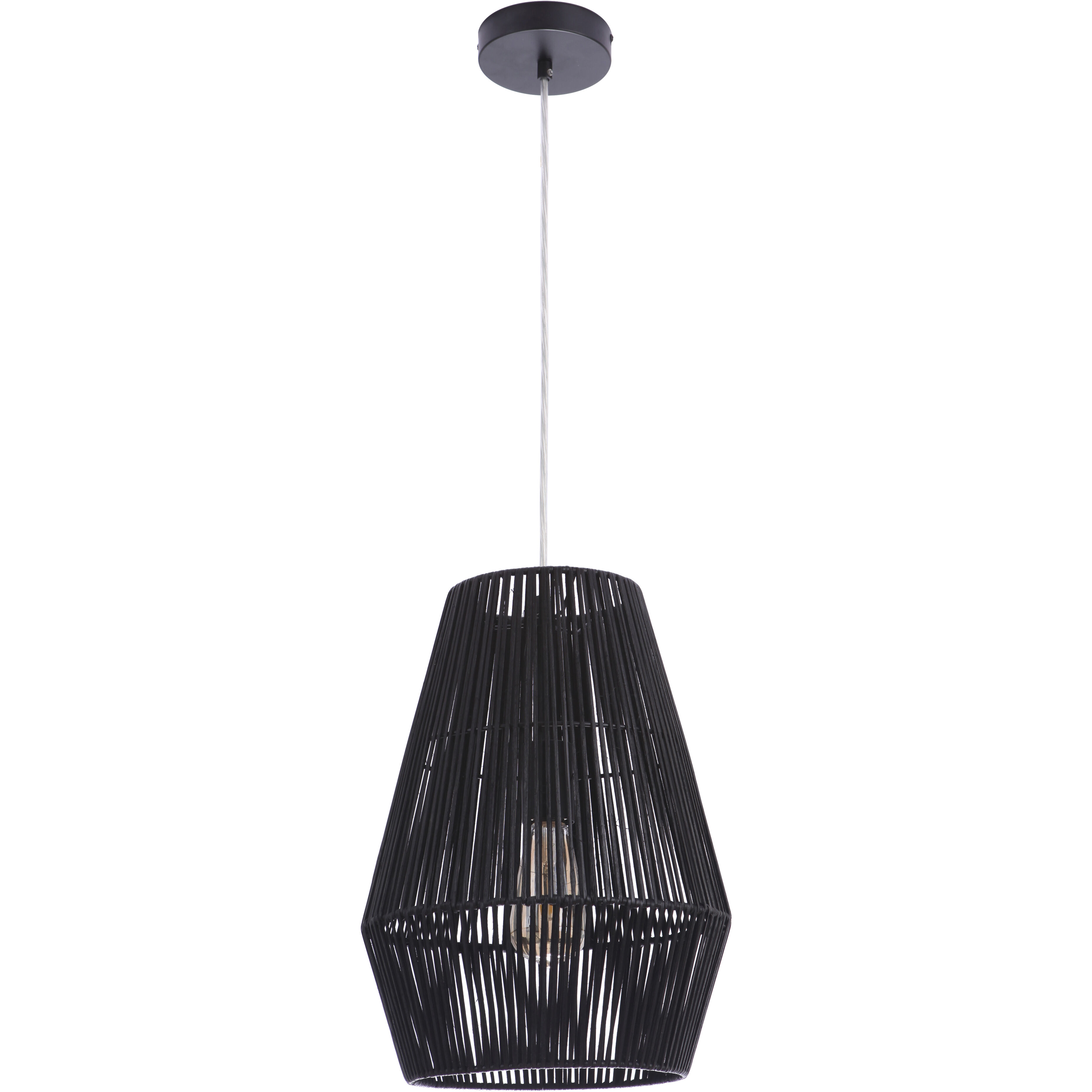 Natural 1 Light 12 inch Flat Black Pendant Ceiling Light