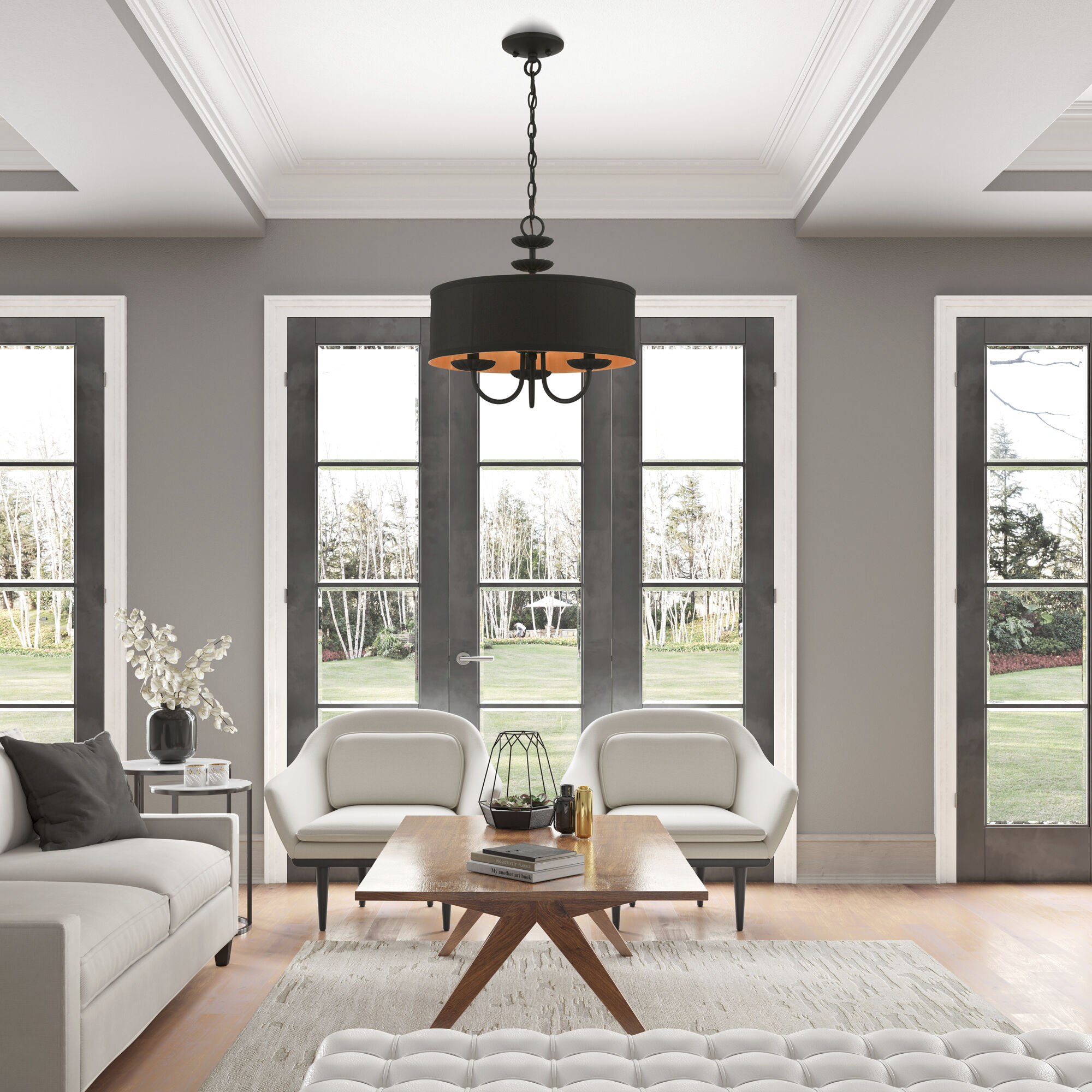 Winchester 3 Light 16 inch Black Pendant Chandelier Ceiling Light