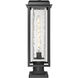 Mansfield 1 Light 20.38 inch Matte Black with Silver Outdoor Post Lantern in Waterglass