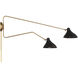 Modern 2 Light 86 inch Matte Black with Natural Brass Wall Sconce Wall Light