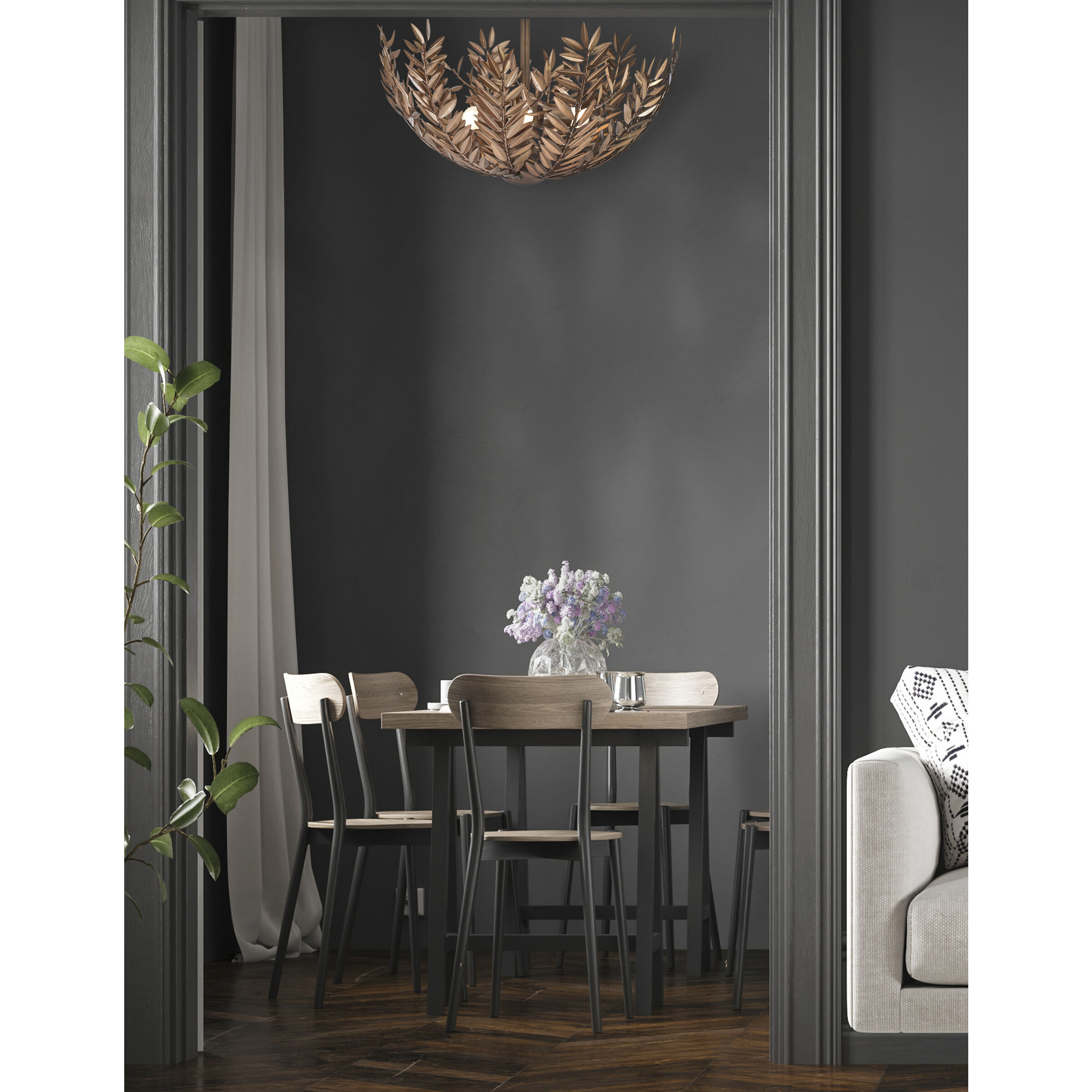 Jalore 3 Light 22 inch Bronze Semi-Flush Mount Ceiling Light