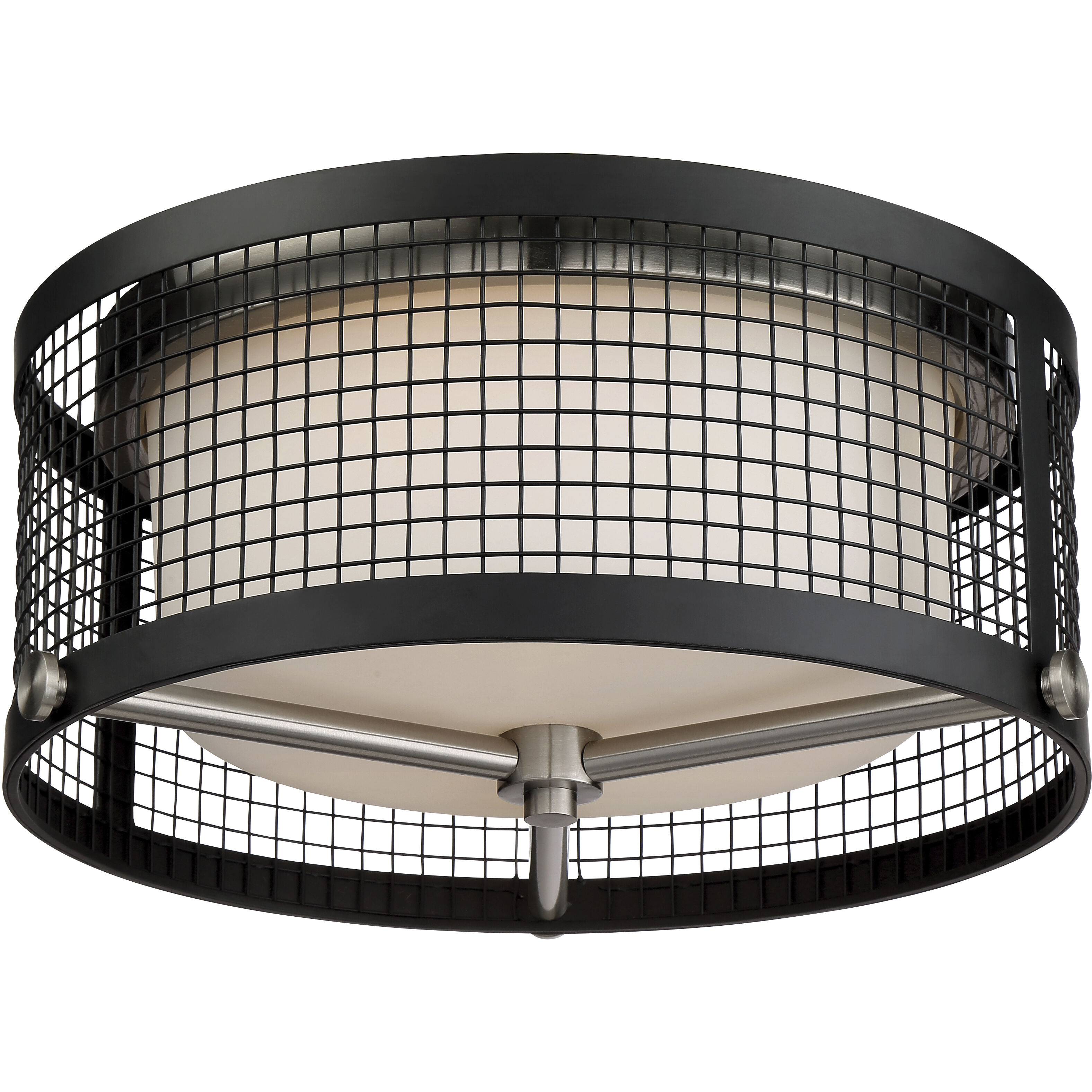 Pratt 3 Light 16.75 inch Black and Brushed Nickel Accents Flush Mount Ceiling Light