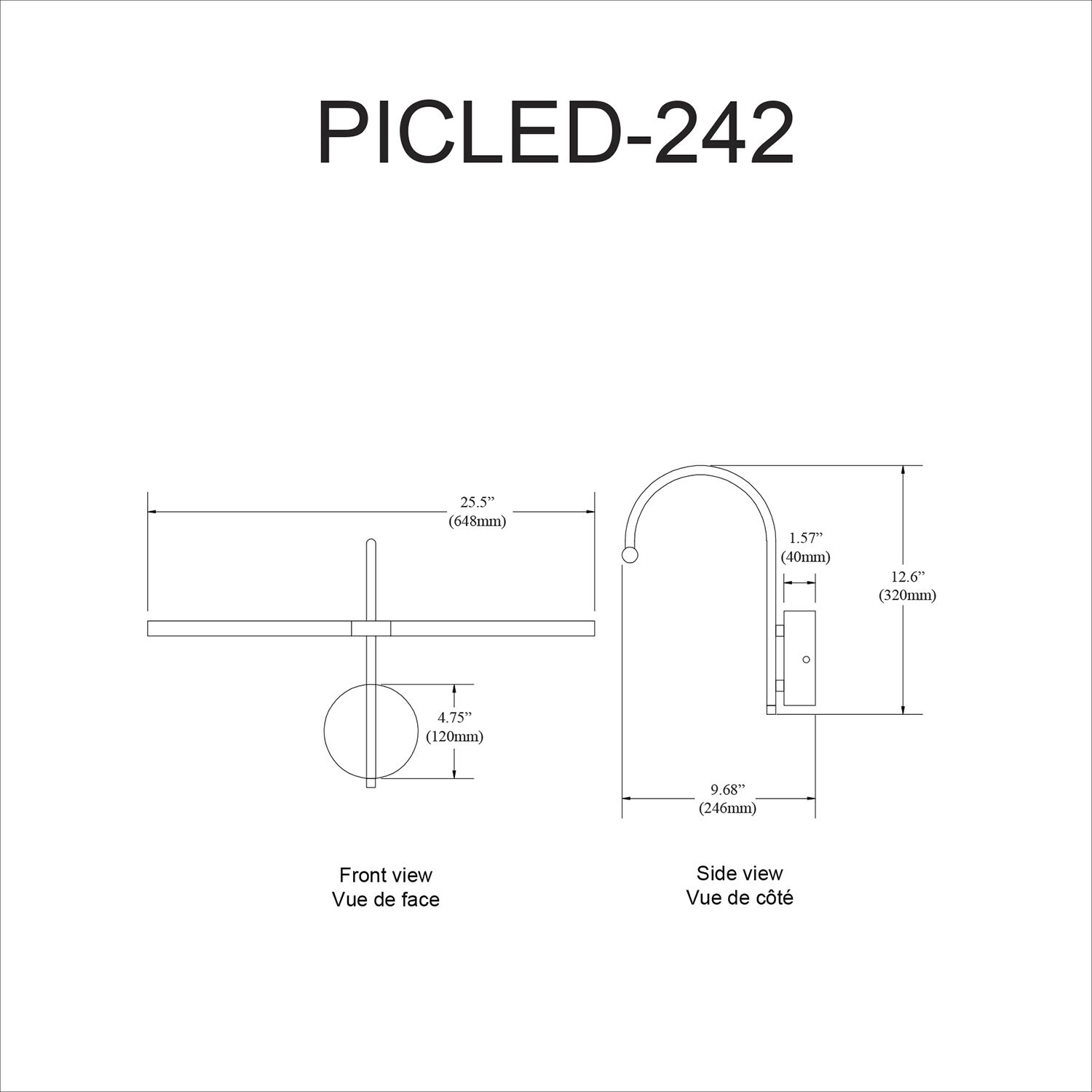 Display/Exhibit 10 watt 25.5 inch Matte Black Picture Light Wall Light