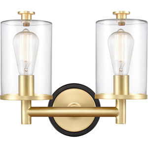 Marlowe LED 14 inch Black Satin Brass Bath Vanity Light Wall Light in Clear Glass