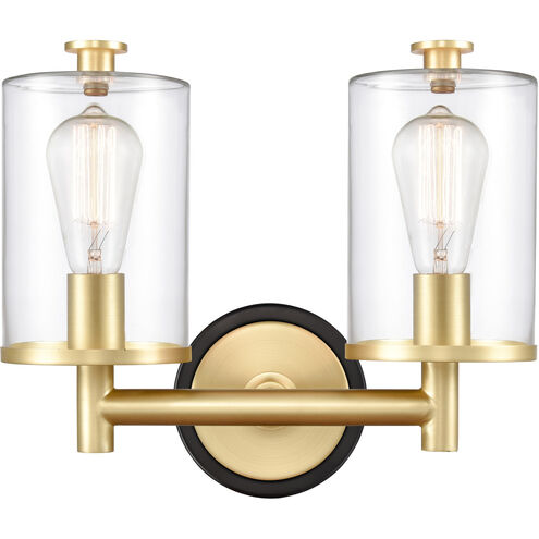 Marlowe LED 14 inch Black Satin Brass Bath Vanity Light Wall Light in Clear Glass