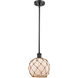 Ballston Farmhouse Rope 1 Light 8 inch Matte Black Pendant Ceiling Light in White Glass with Brown Rope, Ballston