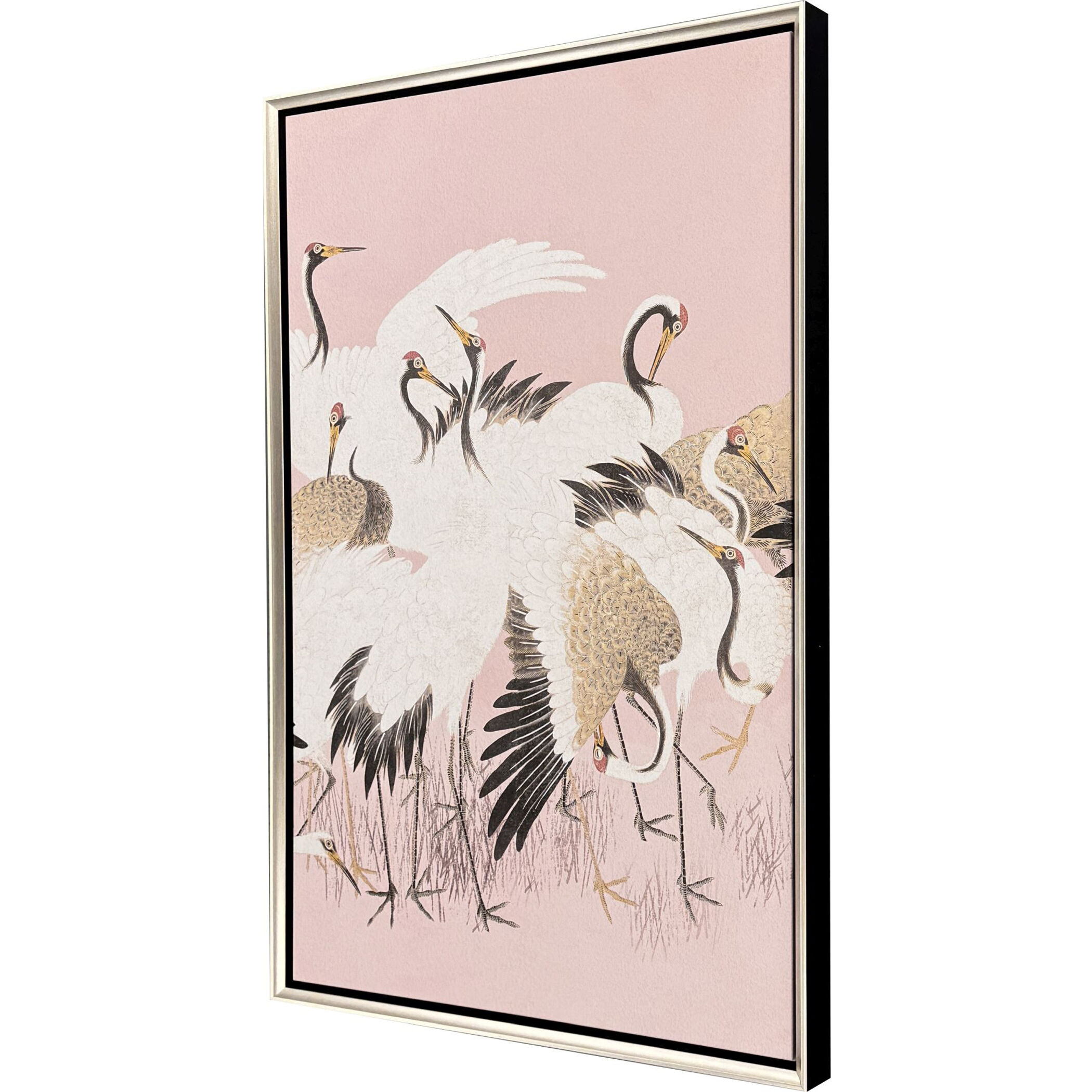Curious Cranes Pink Canvas