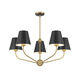 Xavier 5 Light 28 inch Vibrant Gold and Matte Black Chandelier Ceiling Light