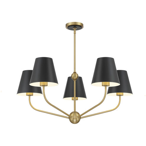Xavier 5 Light 28 inch Vibrant Gold and Matte Black Chandelier Ceiling Light