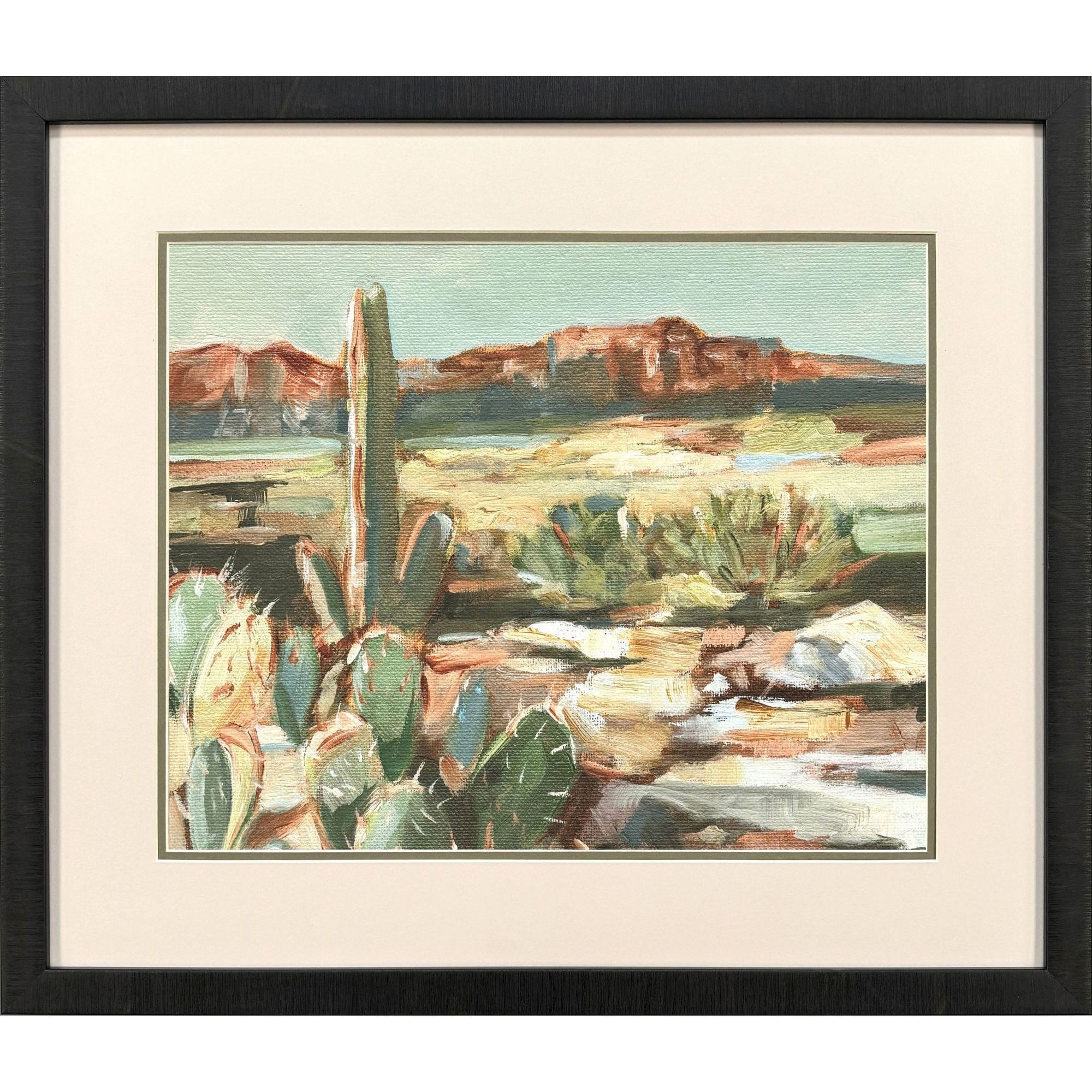 Pop Desert Green and Rust and Orange and Beige Framed Art, Propac