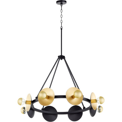 Artemis 8 Light 32 inch Noir and Gold Leaf Chandelier Ceiling Light